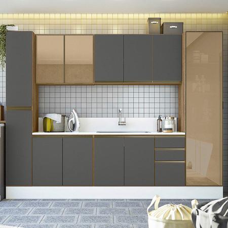 Cozinha Modulada 11 PÇs MDF Kali Carv/Chmb Nicioli