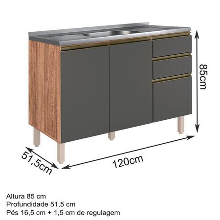 Cozinha Modulada 11 PÇs MDF Kali Carv/Chmb Nicioli