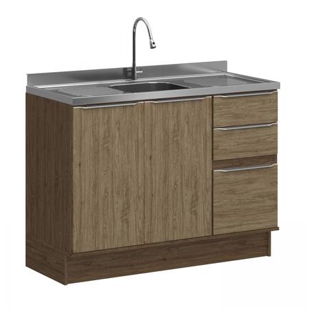 Imagem de Cozinha Modulada Compacta 3 Peças New Siena Móveis Cedro/Wood