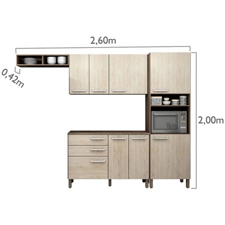Imagem de Cozinha Modulada Compacta 8 Portas e 2 Gavetas Decari Palmeira Móveis Castanho