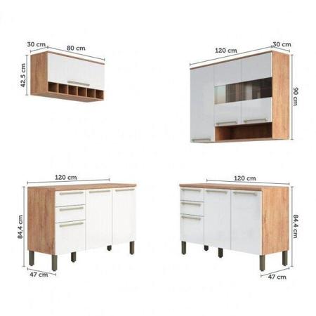 Imagem de Cozinha Modulada Compacta com 4 Peças 10 Portas 4 Gavetas e Vidro Reflecta 100% MDF Itália
