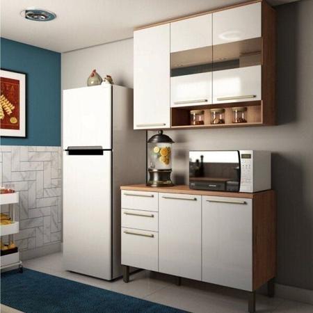 Imagem de Cozinha Modulada Compacta com 4 Peças 10 Portas 4 Gavetas e Vidro Reflecta 100% MDF Itália