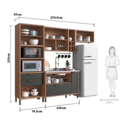 Imagem de Cozinha Modulada Compacta com 4 Peças 6 Portas e Espaço para Micro-ondas 100% MDF Vicenza