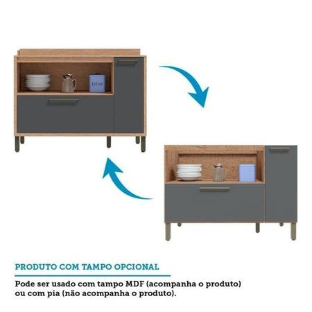 Imagem de Cozinha Modulada Compacta com 4 Peças 6 Portas e Espaço para Micro-ondas 100% MDF Vicenza