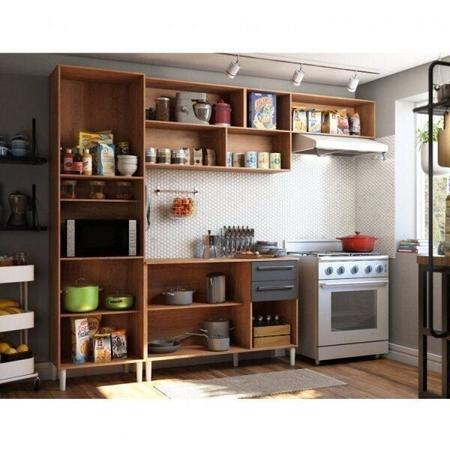 Imagem de Cozinha Modulada Completa com 3 Peças 7 Portas 2 Gavetas e Tampo 100% MDF Paris