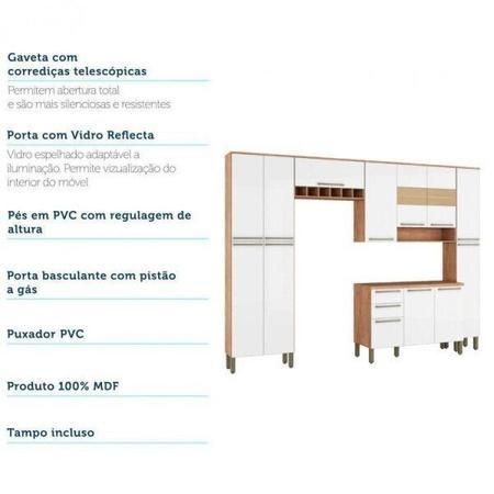 Imagem de Cozinha Modulada Completa com 5 Peças 13 Portas 2 Gavetas Vidro Reflecta e Tampo 100% MDF Itália
