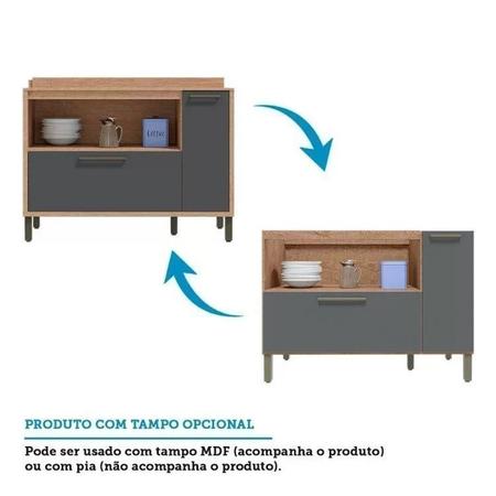 Imagem de Cozinha Modulada Completa de Canto com 6 Peças 7 Portas 2 Gavetas e Mini Adega 100% MDF Vicenza