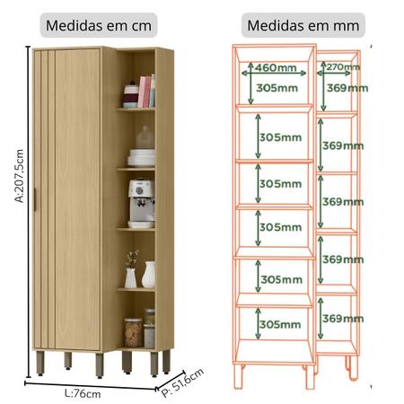 Imagem de Cozinha  Modulada Completa Vick 6 Peças Castanho Off White