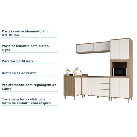 Imagem de Cozinha Modulada de Canto 5 Peças com Armário Balcões e Paneleiro Mel Luciane Móveis