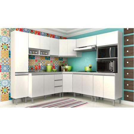 Imagem de Cozinha Modulada de Canto Athena - 8 Peças Completa 16 PT 2 GV Branca - MEGASUL