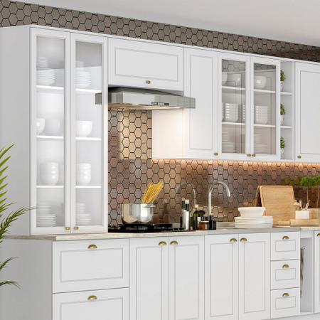 Imagem de Cozinha Modulada de Canto Completa 19 Peças com Cristaleira 20 Portas Americana Branco HP - Henn