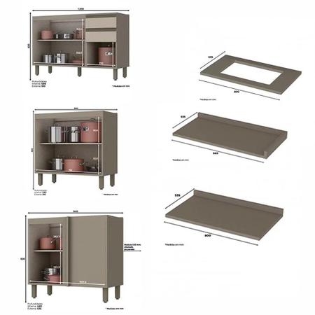Imagem de Cozinha Modulada de Canto Completa Com Torre Quente Dupla 9 Peças Connect Duna/Cristal - Henn