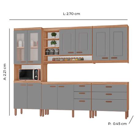 Imagem de Cozinha Modulada Ester Tuboarte 100% em MDF com 2 balcões independentes 10 portas e 6 gavetas