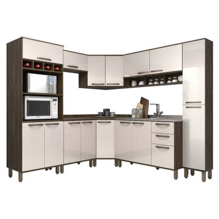 Cozinha Completa Modulada Sara com 3 Peças Castanho/Perola Luciane Monte  Sua Cozinha Overlar: Produtos para sua casa, móveis, tecnologia, brinquedos  e eletrodomésticos