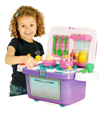 Imagem de Cozinha Portátil Infantil 3 Em 1 Maleta Mini Andador Cozinha
