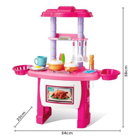 Imagem de Cozinha Rosa Infantil Completa Com Fogãozinho 43 Acessórios Com Som Luz A Partir De 3 Anos Importway