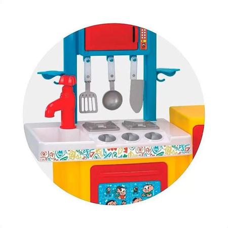 Imagem de Cozinha Turma da Mônica Completa com Acessórios sem Água Amarela, Azul Vermelha- 8078 - Magic Toys