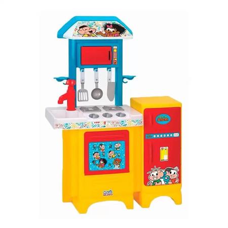 Imagem de Cozinha Turma da Mônica Completa com Acessórios sem Água Amarela, Azul Vermelha- 8078 - Magic Toys