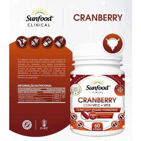 Imagem de Cranberry + Vit. C + Vit. E 2000mg 60 Softgel - Sunfood