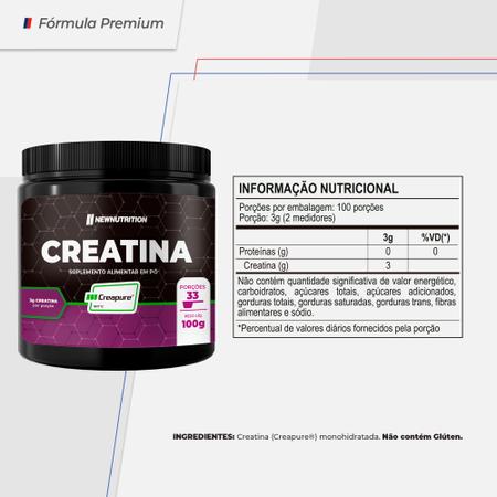 Imagem de Creatina Creapure Pura em Pó 100g Natural NewNutrition - Redução da Fadiga Muscular e Aumento do Desempenho Físico