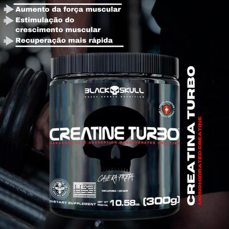 Imagem de Creatina em Pó Monohidratada TURBO Black Skull 300g - Creatine Mono-hidratada - Atletas / Musculação