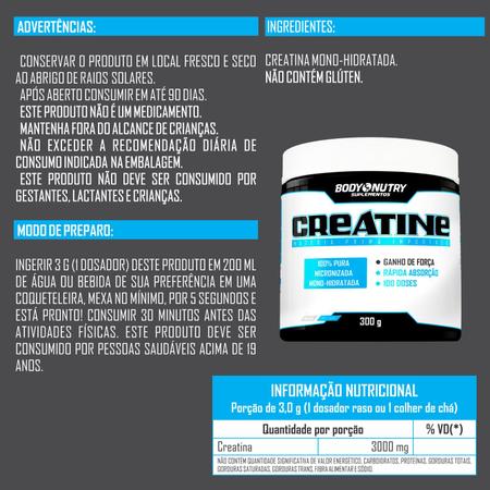 Imagem de Creatina Monohidratada Pura Micronizada Suplemento Creatine 300g em Po 3000mg Sem Sabor Importada Original