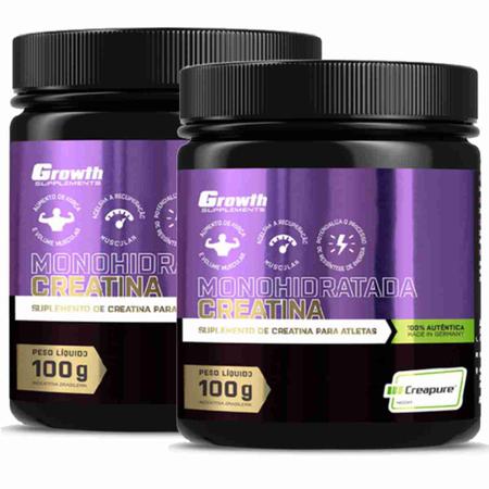 Imagem de Creatina Pura 100g Creapure Growth Supplements Kit 2 Potes