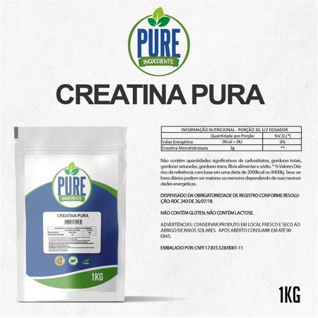 Imagem de Creatina Pura 1Kg C/ Certificado Pure Ingredient's