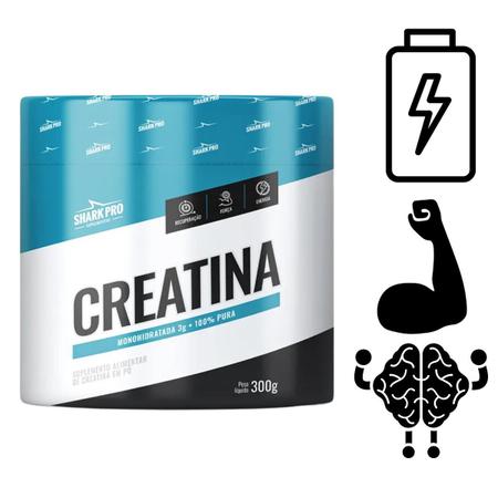 Creatina Shark Pro 100% Pura e Monohidrata 300g Pure 100 Doses Imagem de Creatina Shark Pro 100% Pura e Monohidrata 300g Pure 100 Doses