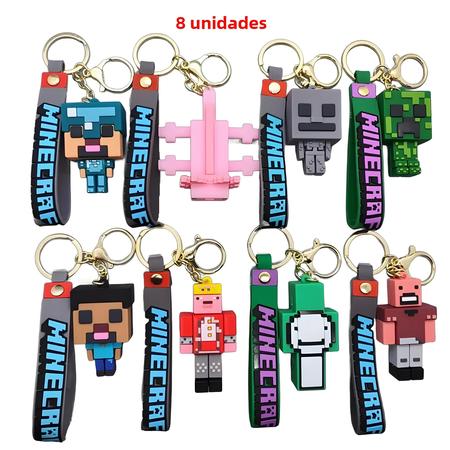 Imagem de Creeper Pixel Chaveiro Minecraft Figura Modelo Brinquedo Pingente De Silicone Para Carro Mochila