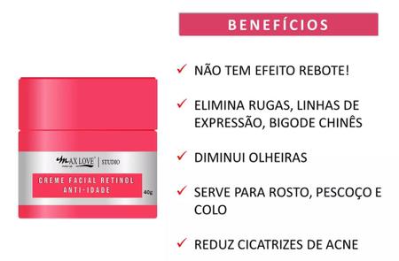 Creme Com Retinol + Vitamina C Rosto + Sérum Clarear Melasma - MAX