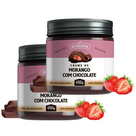 Imagem de Creme de Chocolate com Morango Vegano Nutríssima 2x450g