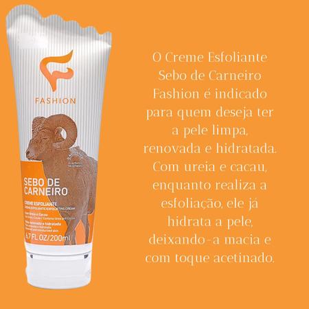 Imagem de Creme Esfoliante Fashion Sebo de Carneiro Bisnaga 200ml Kit 6 Unidades