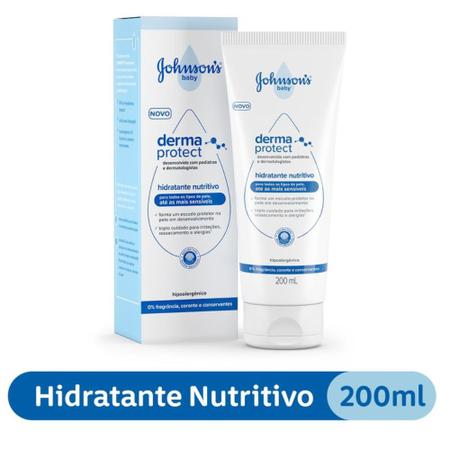 Imagem de Creme Hidratante Nutritivo Derma Protect Johnson's Baby para Todos os Tipos de Pele 200ml