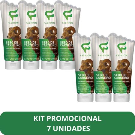 Imagem de Creme Hidratante Tradicional Fashion Sebo de Carneiro Bisnaga 200ml Kit 7 Unidades