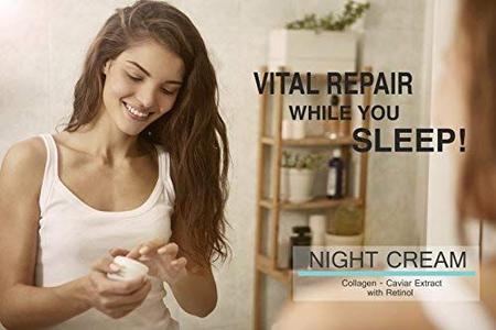 Imagem de Creme Noturno com Colágeno, Caviar Extract & Retinol - reparação e hidratação da pele à noite - 4 oz