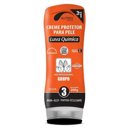 Imagem de Creme Protetor para Mãos - Luva Química - Grupo 3 (Água - Óleos - Pintura) 200 GR Bisnaga NUTRIEX