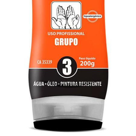 Imagem de Creme Protetor para Mãos - Luva Química - Grupo 3 (Água - Óleos - Pintura) 200 GR Bisnaga NUTRIEX