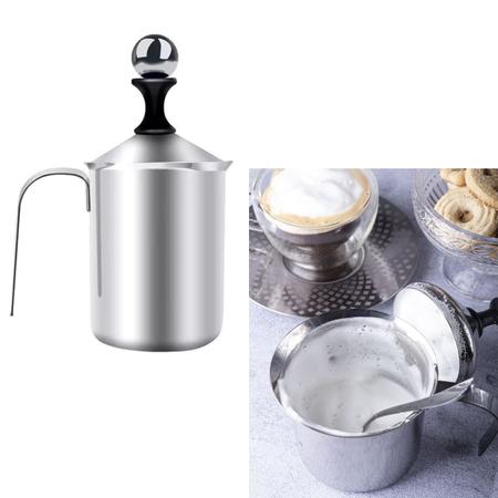 Imagem de Cremeira Espumadeira Manual em Aço Inox Aerador de Leite Cappuccino Multiuso