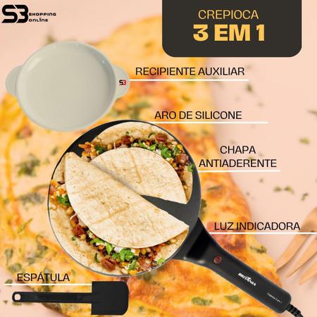 Imagem de Crepioca panquequeira antiaderente 3 em 1 tapioca omelete