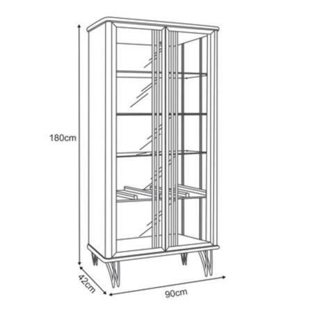 Imagem de Cristaleira Hb Móveis Evora 2 Portas De Vidro