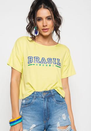 Imagem de Cropped Brasil Amplo Manga Curta Malha Verde Limão Salvatore