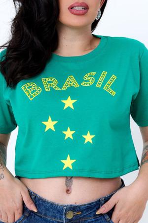 Cropped Brasil Copa do Mundo aplicação em Strass - Use criativa - Blusas  Femininas - Magazine Luiza