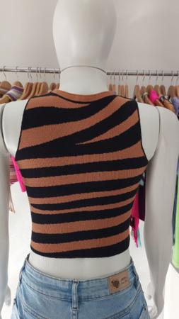 Imagem de Cropped de Tricot Modal Estampa Animal Print Zebra