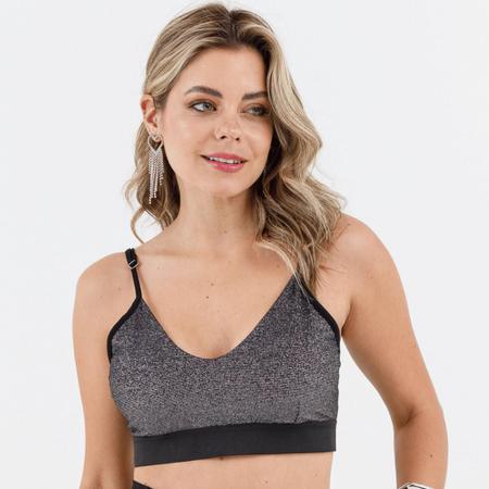 Imagem de Cropped feminino top brilho frente dupla s/bojo alça fina slim 73623a