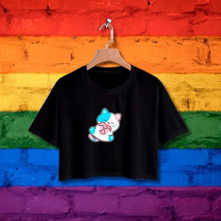 Imagem de Cropped Gato Transgender - ORGULHO - Branco - Preto - LGBT