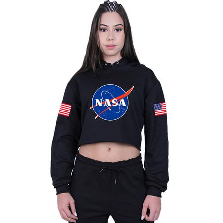 Cropped Moletom Feminino Moda Geek Nerd Nasa Lafre Moletom