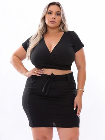 Imagem de Cropped multi formas Moda Plus Size Feminina Roupa Tendencia