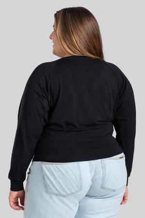 Imagem de Cropped Plus Size Transpassado Frente Decote "V"  Mangas Morcego - Serena