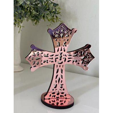 Imagem de Cruz Crucifixo Decorativo de mesa em Acrílico LINDO 15x18cm